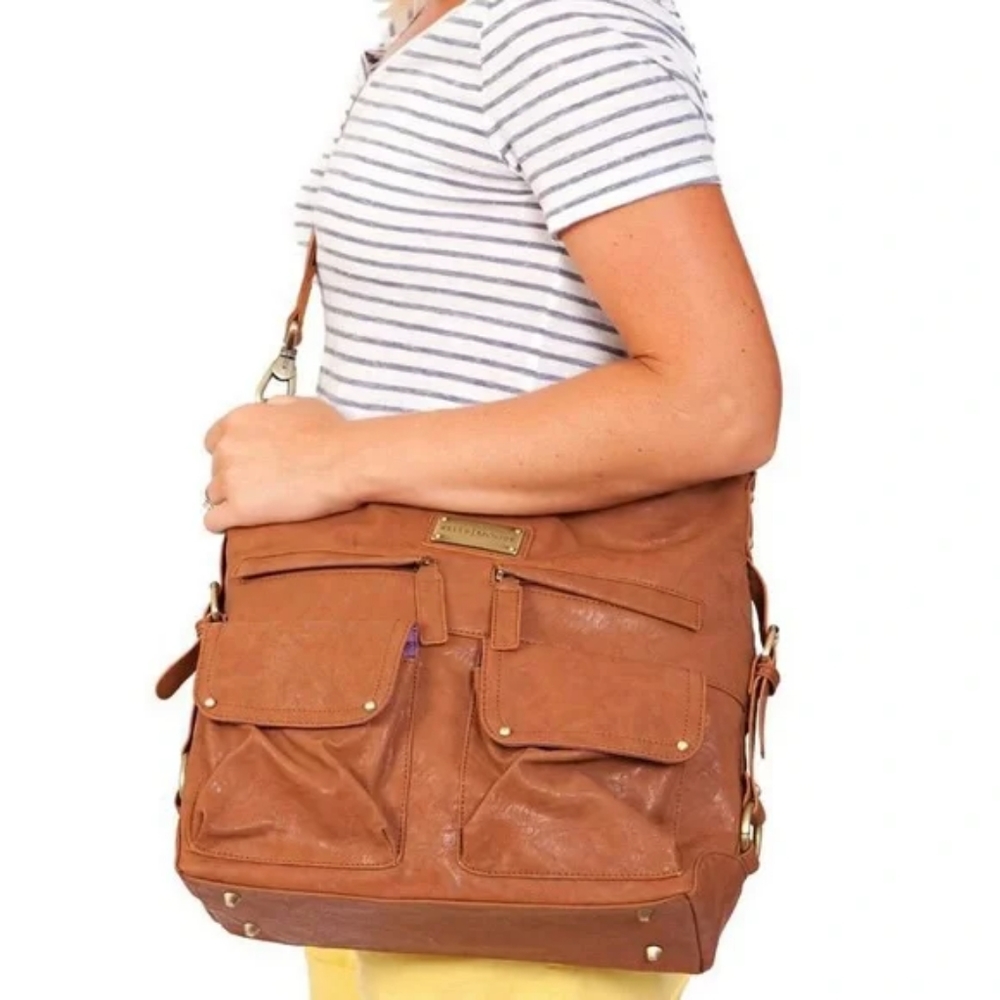 Kelly Moore 2 Sues Vegan Leather Camera/Shoulder Bag in Saddle